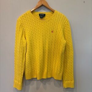 Lauren Ralph Lauren Cable Knit Cotton Crewneck Yellow Sweater Women’s Large